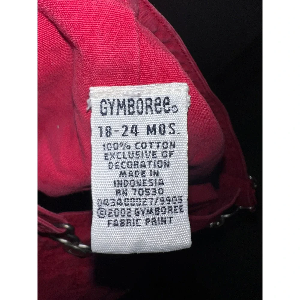 Gymboree Vintage 2002 Red Surfboard Cotton Canvas Shortalls Toddler 18-24 Months